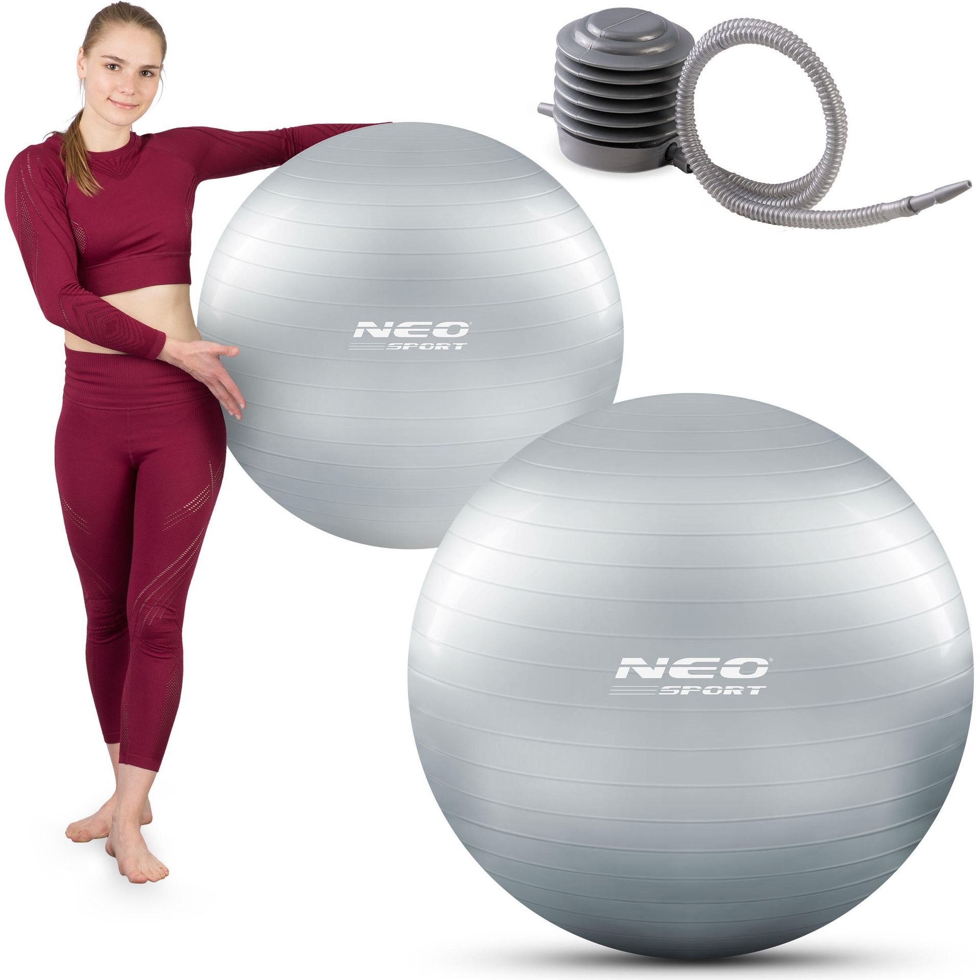 Neo-Sport Piłka do ćwiczeń 75 cm NS-952 srebrna 195200