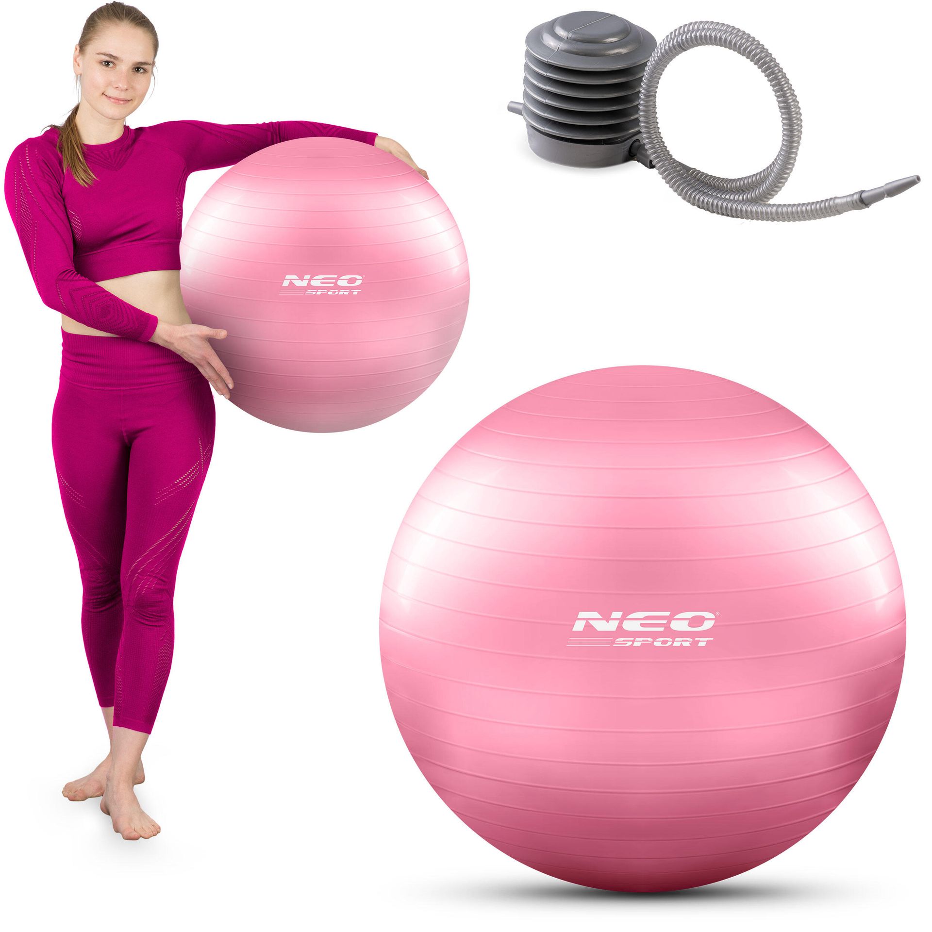 Neo-Sport Piłka do ćwiczeń 55 cm NS-950 różowa 195000