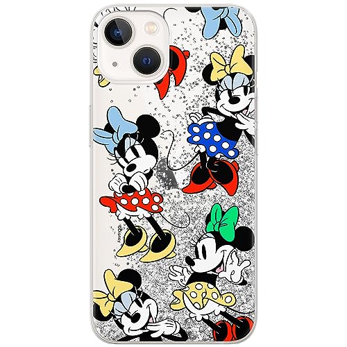 ERT GROUP etui na telefon Apple Iphone 13 MINI, case oryginalny i oficjalnie licencjonowany przez Disney, wzór Minnie 076, optymalnie dopasowane, z efektem płynnego brokatu