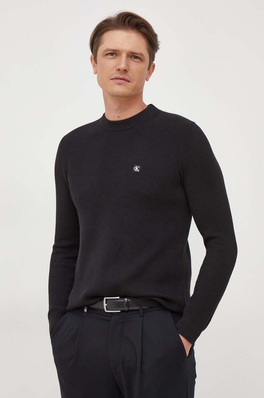 Calvin Klein Jeans sweter bawełniany kolor czarny lekki