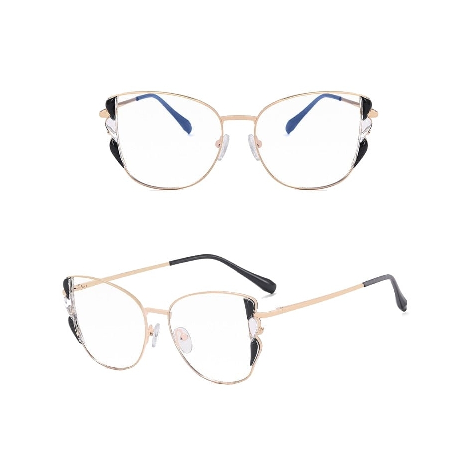 Damskie kocie okulary zerówki do komputera BLUE LIGHT z flexami 25129