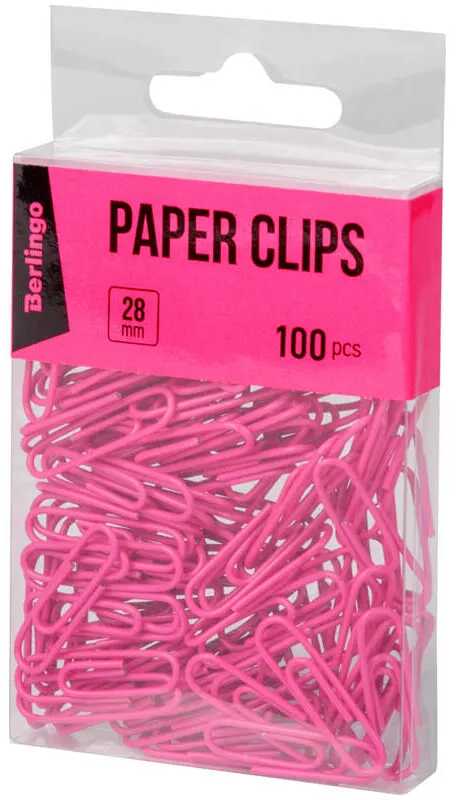 Spinacze Berlingo do papieru 100 sztuk różowe
