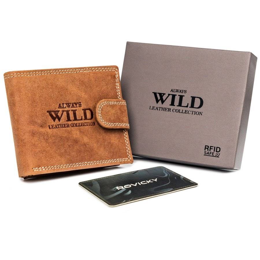 Skórzany portfel dla mężczyzny z ochroną RFID — Always Wild