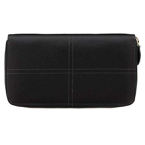 Filofax Portfel skórzany Classic Stitch Soft duży z zamkiem błyskawicznym czarny