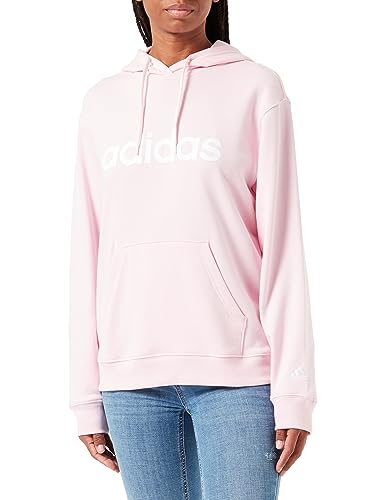 adidas Damska bluza z kapturem Essentials Linear, Przezroczysty różowy/biały, L