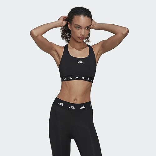 adidas Damski biustonosz treningowy Powerreact Medium Support Techfit, średni biustonosz treningowy, 2XLD, czarny