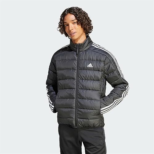 adidas Męska kurtka puchowa Essentials 3-Stripes (dół i dół w dół), czarna, regularna, Czarny, Rozmiar uniwersalny