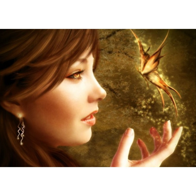 Haft diamentowy - diamentowa mozaika - Dziewczyna z motylem Norimpex