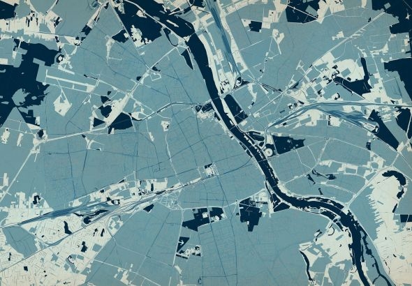 Zdjęcia - Tapeta Warszawa - mapa w kolorach - fototapeta