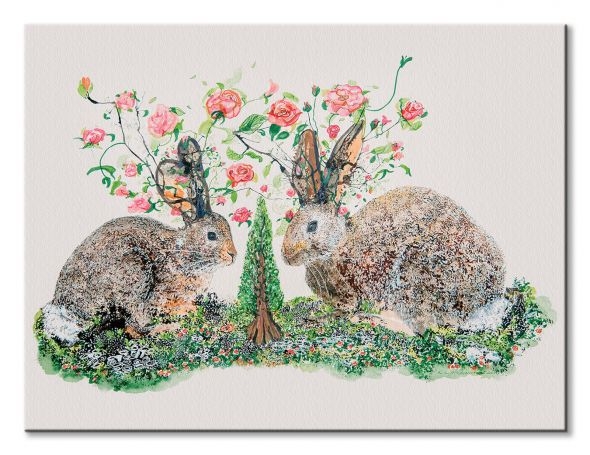 Pyramid Posters Rabbits And Roses - obraz na płótnie 80x60 WDC99909