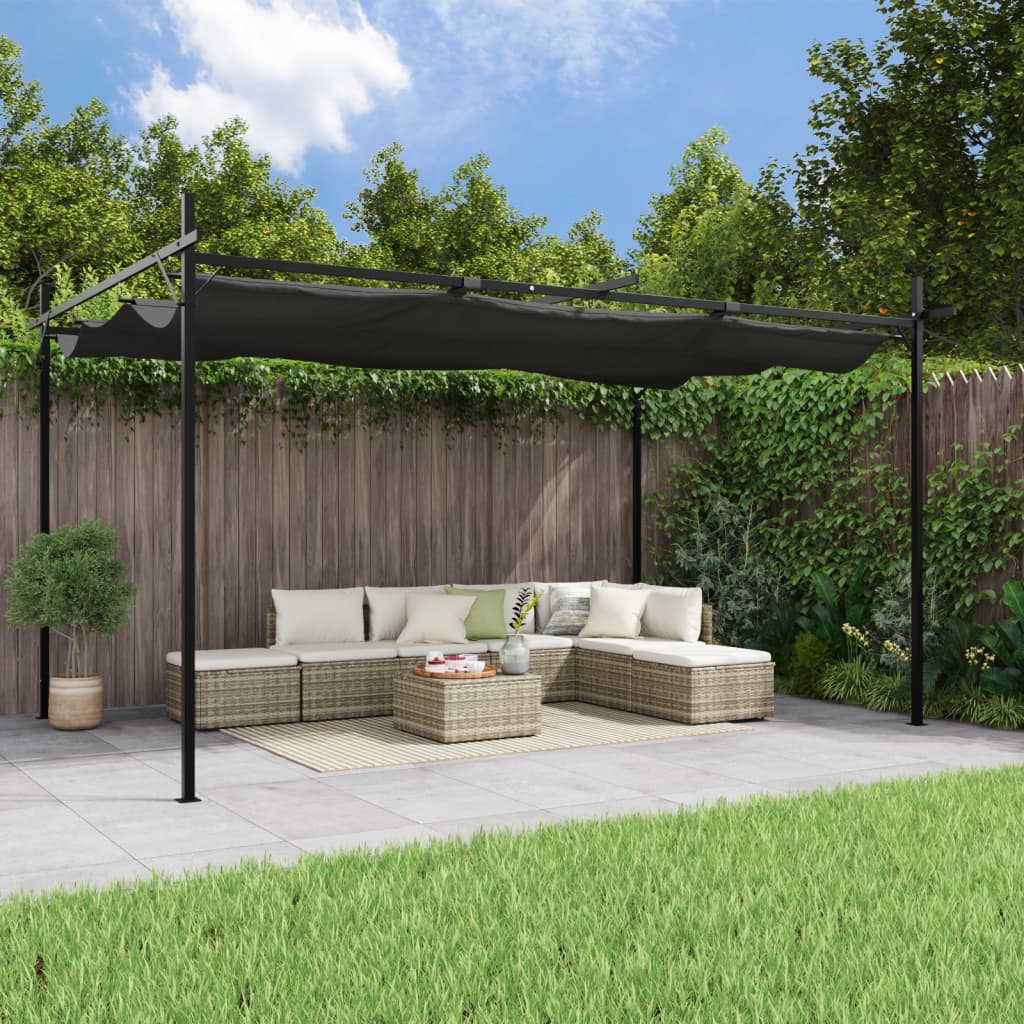 vidaXL Pergola ze zwijanym dachem, antracytowa, 395x292x230 cm