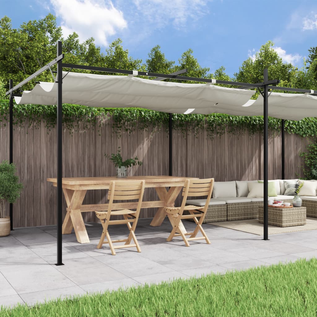vidaXL Pergola ze zwijanym dachem, kremowa, 589x292x230 cm