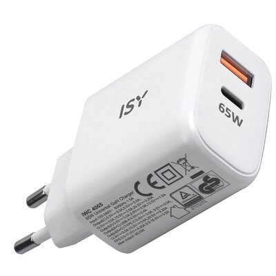 ISY Ładowarka sieciowa  IWC-4065 65W GaN 1xUSB-A, 1xUSB-C