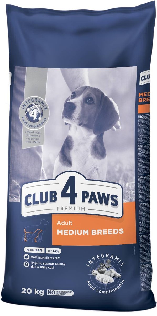 CLUB 4 PAWS Premium pełnowartościowa sucha karma dla dorosłych psów średnich ras 20 kg