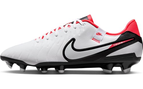 NIKE Męskie buty piłkarskie Legend 10 Academy Fg/Mg, Biały Czarny Jasny Karmazynowy, 46 EU
