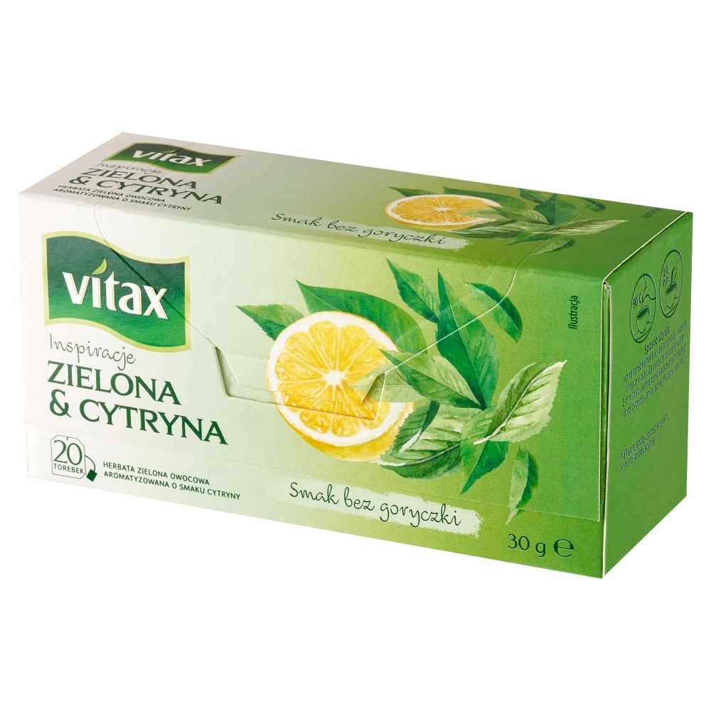 Herbata Vitax Inspirations Zielona Z Cytryną (20 Saszetek) 30G Zawieszka