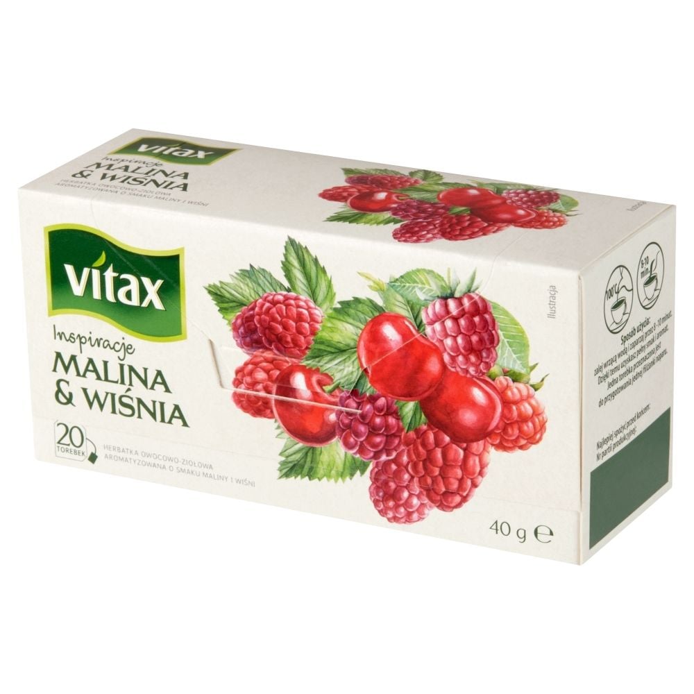 Vitax BAHLSEN Herbata ziołowo-owocowa Inspirations Malina Wiśnia 40g(20 torebek)