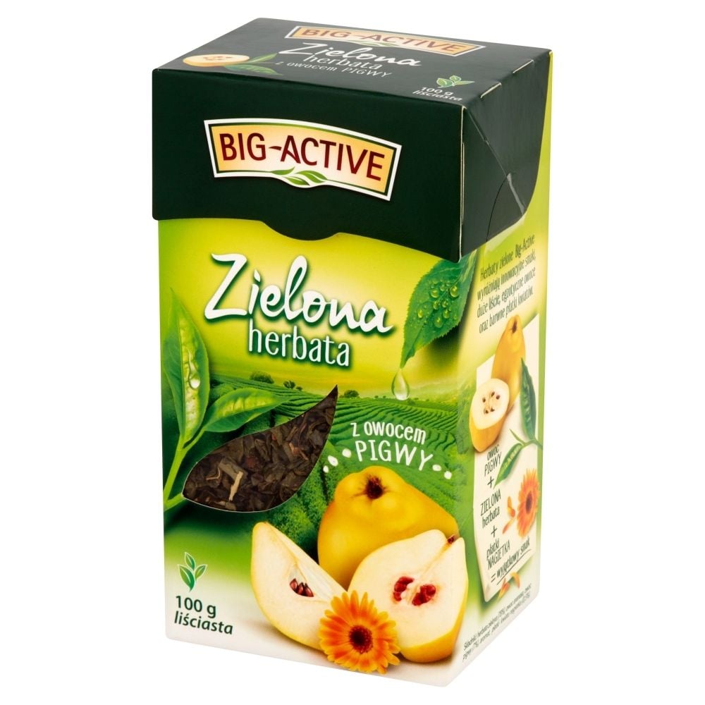 Big-Active Big-Active Zielona herbata liściasta z owocem pigwy 100 g