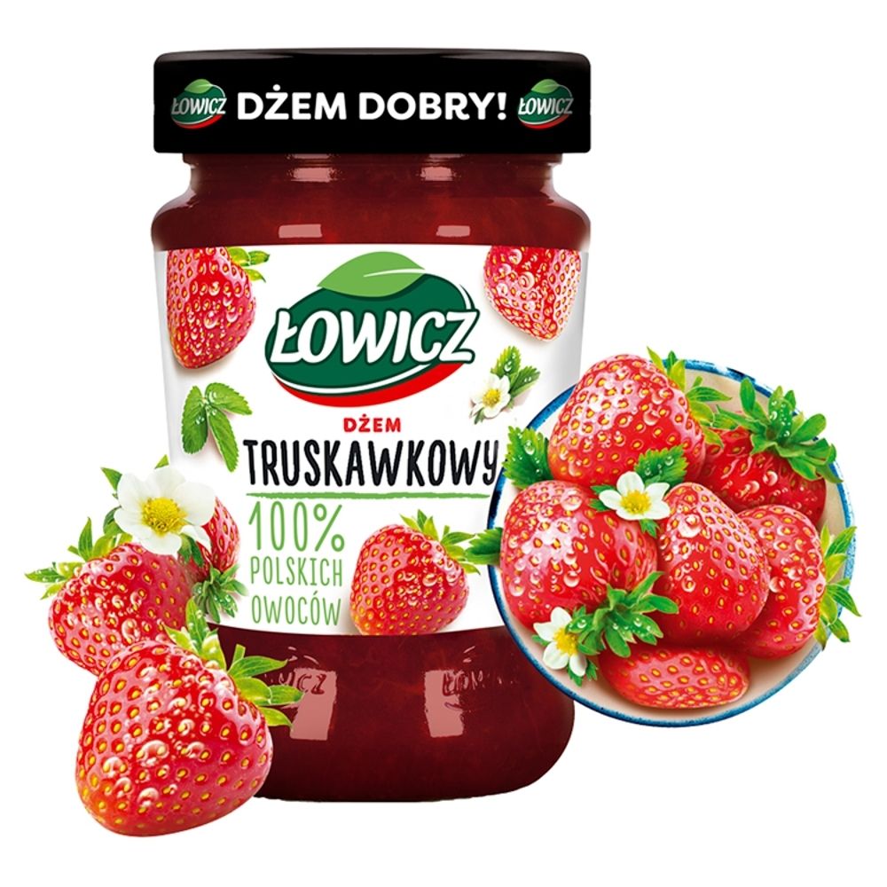 Łowicz Dżem truskawkowy niskosłodzony 280 g