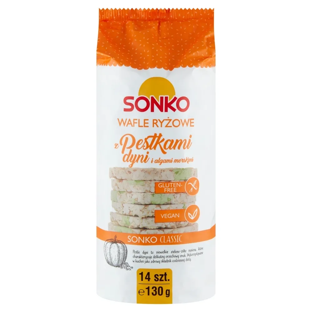 Sonko Wafle ryżowe z pestkami dyni i algami morskimi 130 g
