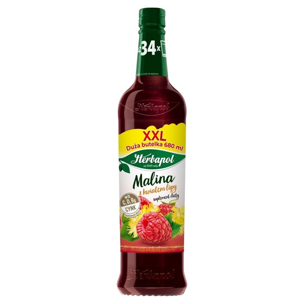 Herbapol Herbapol Owocowa Spiżarnia Syrop owocowy o smaku malinowym z kwiatem lipy 680 ml