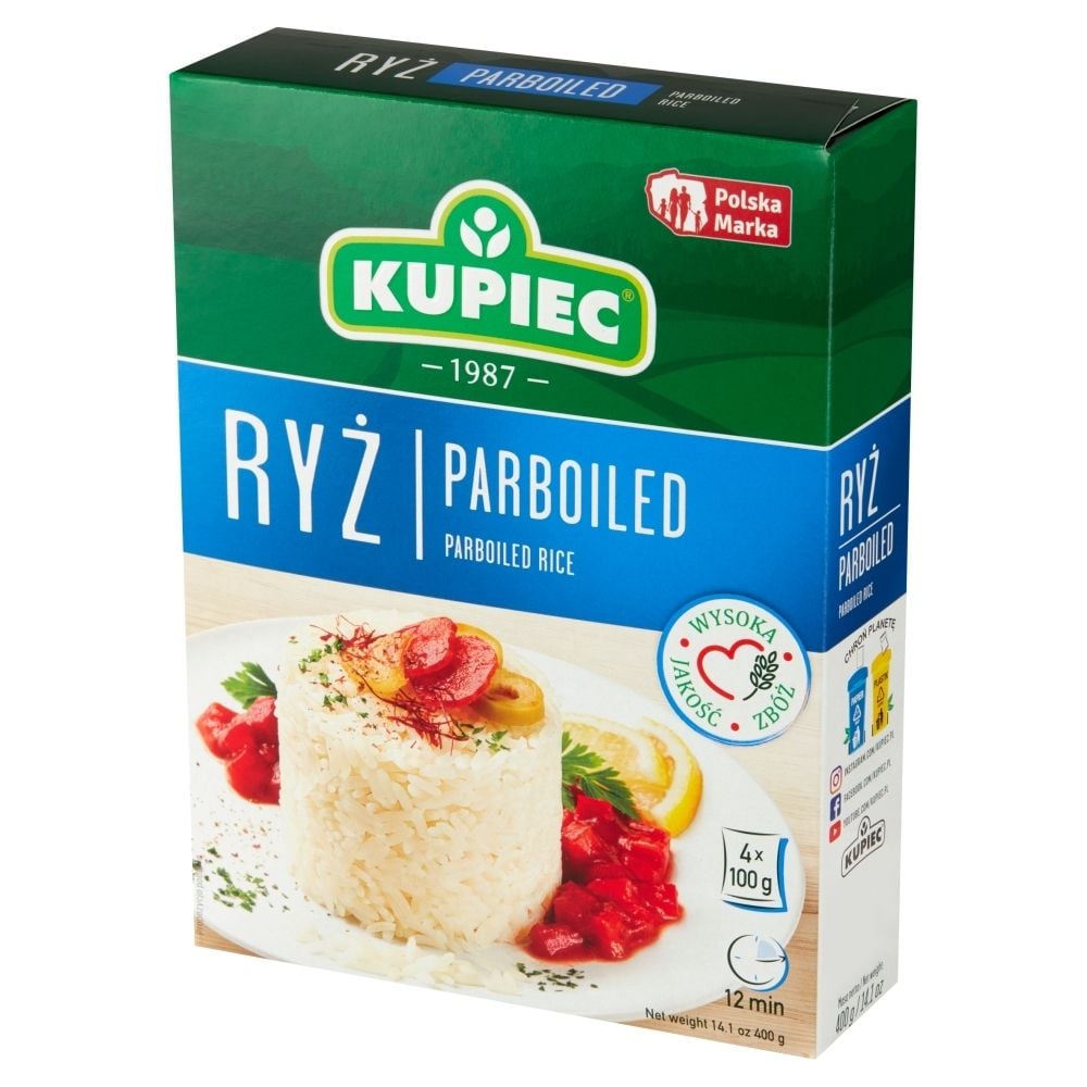Kupiec Ryż pełnoziarnisty parboiled naturalny 4x100 g
