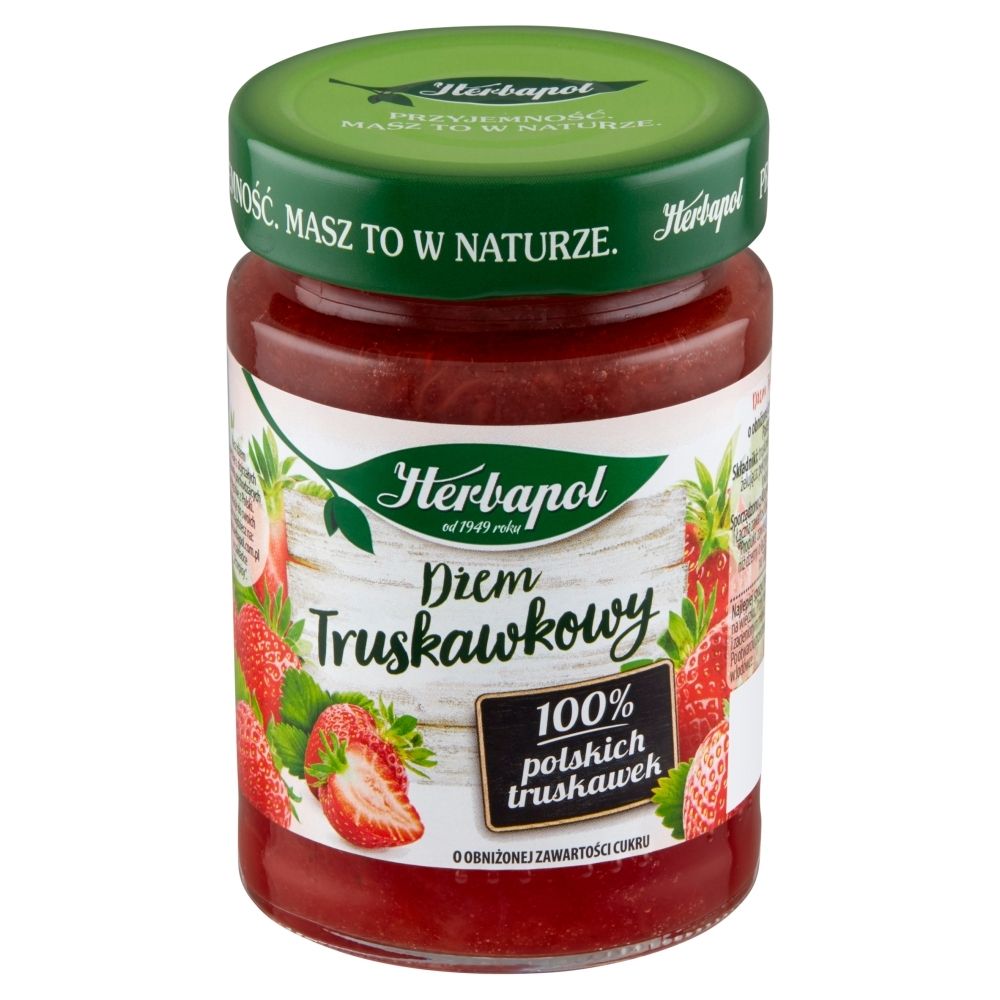 Herbapol Dżem truskawkowy o obniżonej zawartości cukru 280 g