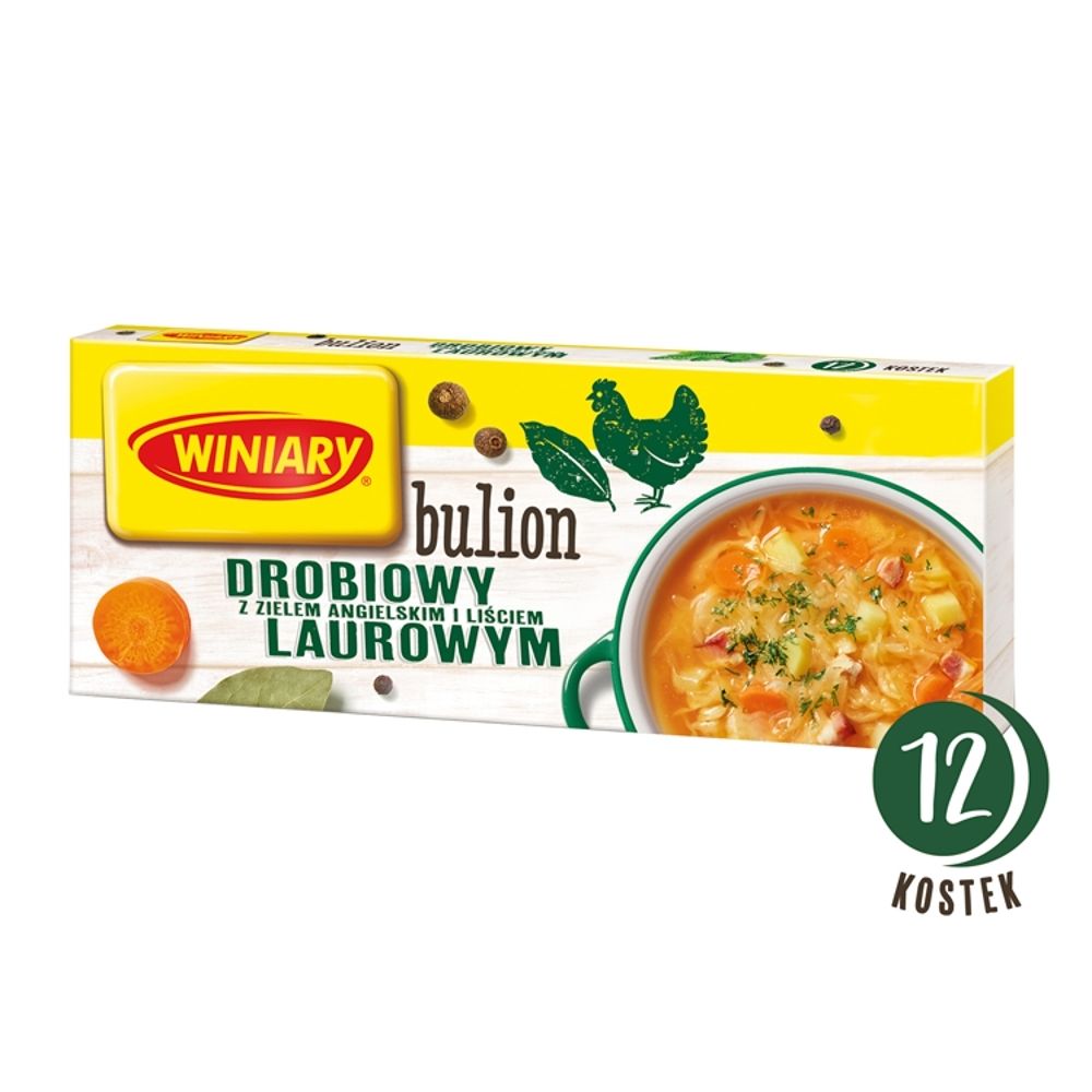 Nestle, Winiary, Bulion drobiowy z liściem laurowym i zielem angielskim, Kostka, 120 g