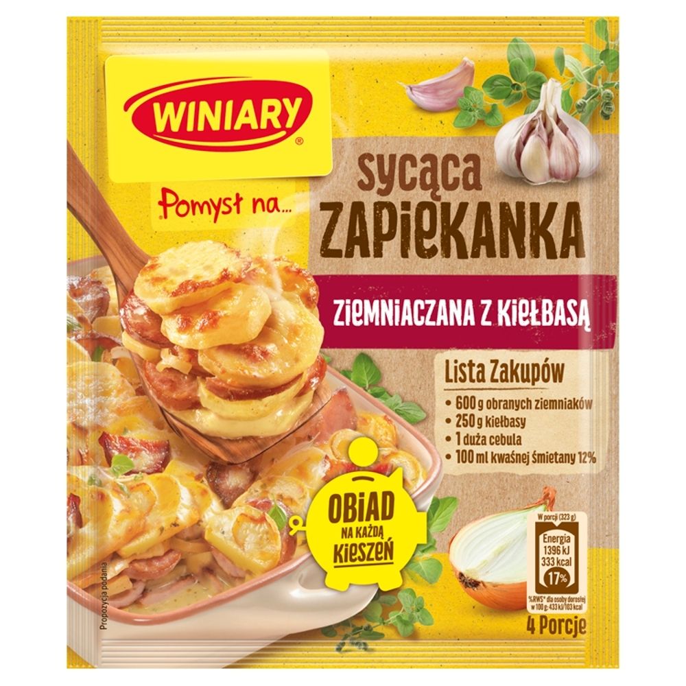 Winiary Pomysł na... Zapiekanka ziemniaczana z kiełbasą i cebulką 41 g