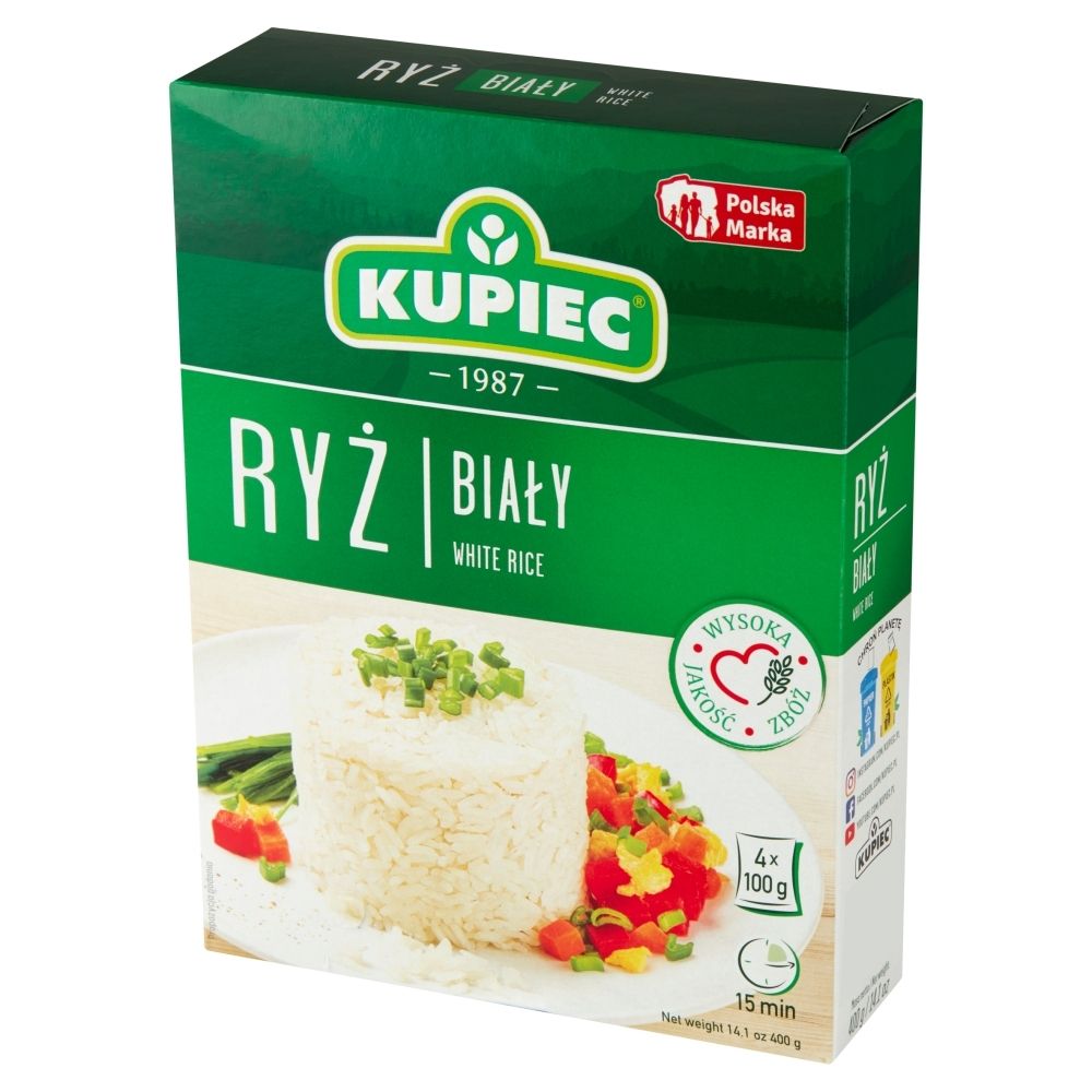 Kupiec RYŻ BIAŁY DŁUGOZIARNISTY 4X100G