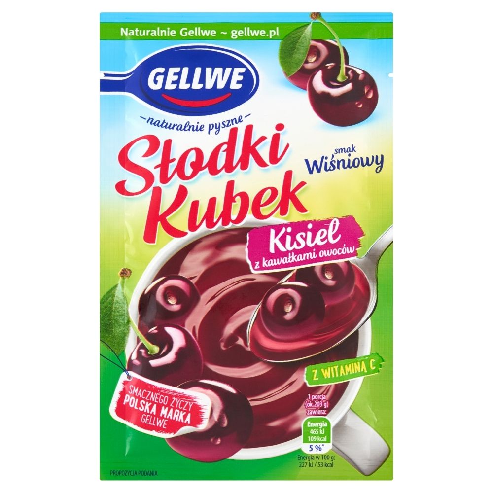 GELLWE GELLWE SŁODKI KUBEK KISIEL WIŚNIOWY Z OWOCAMI 30G zakupy dla domu i biura 43528702