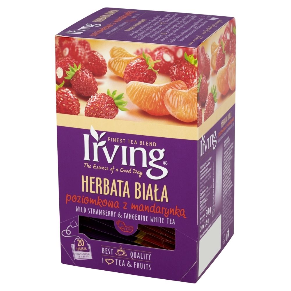 Irving HERBATA BIAŁA POZIOMKOWA Z MANDARYNKĄ 20 KOP.