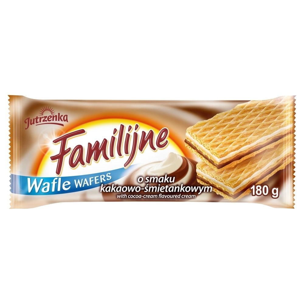 Jutrzenka Wafle Familijne o smaku kakaowo-śmietankowym 180 g
