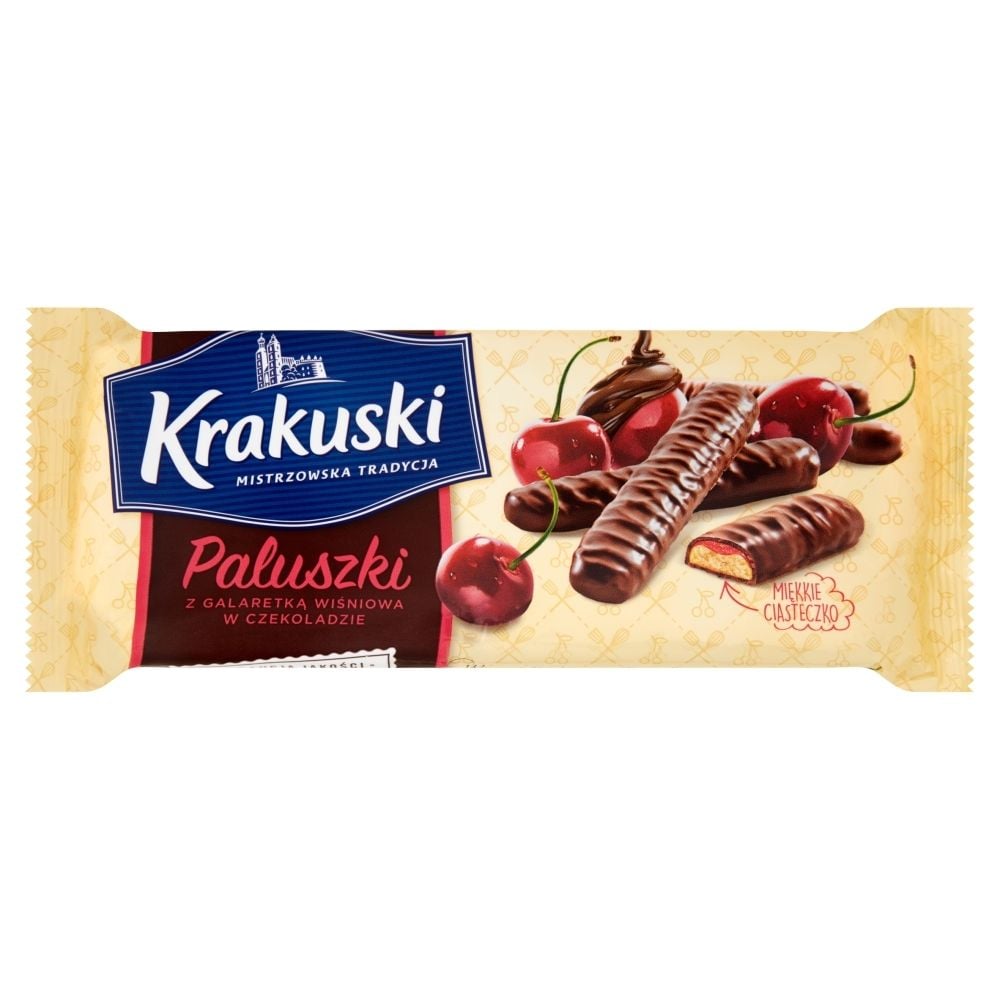 Krakuski PALUSZKI Z GALARETKĄ WIŚNIOWĄ W CZEKOLADZIE 144G
