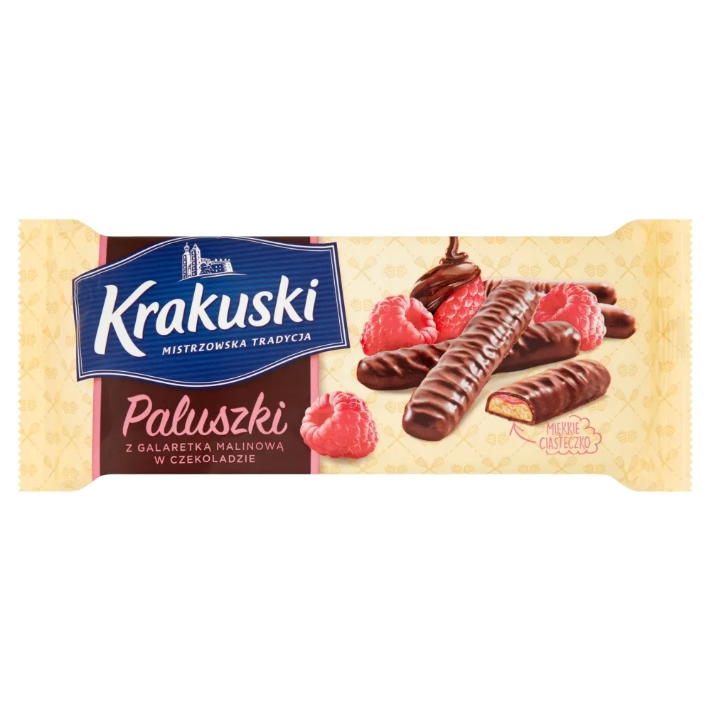 Krakuski PALUSZKI Z GALARETKĄ MALINOWĄ W CZEKOLADZIE 144G zakupy dla domu i biura 91770