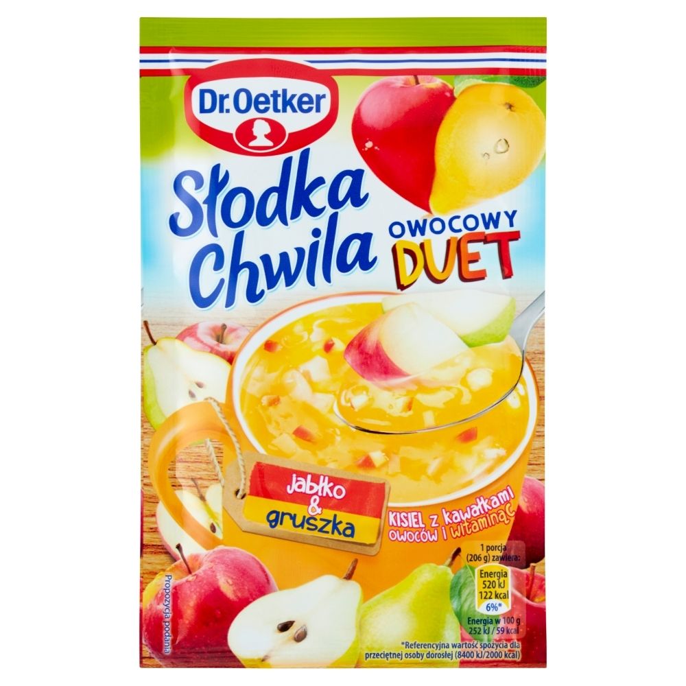 Dr Oetker Kisiel z kawałkami owoców smak jabłkowo-gruszkowy Słodka Chwila 31,5 g
