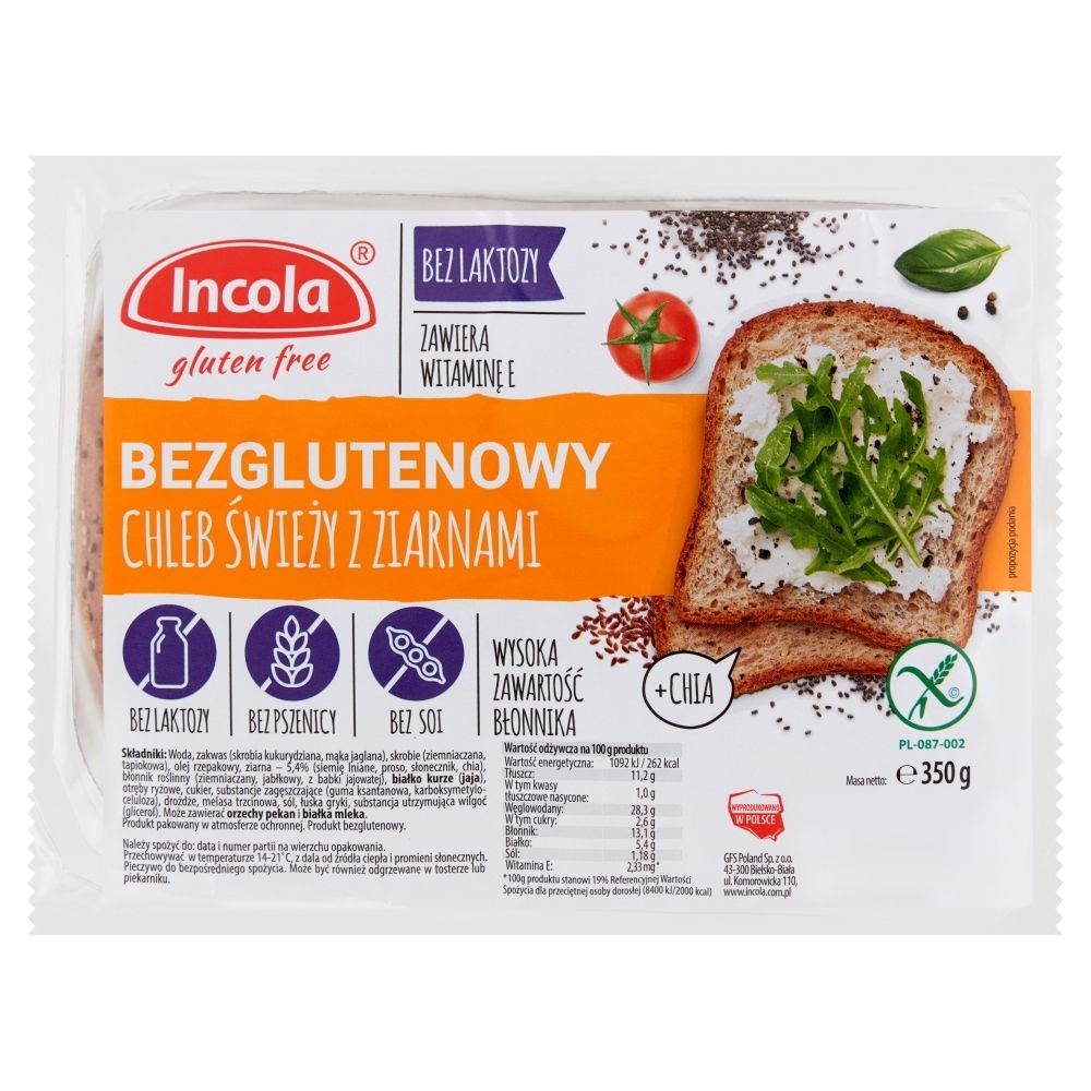 Saluteo Chleb świeży z ziarnami bezglutenowy 350g Incola