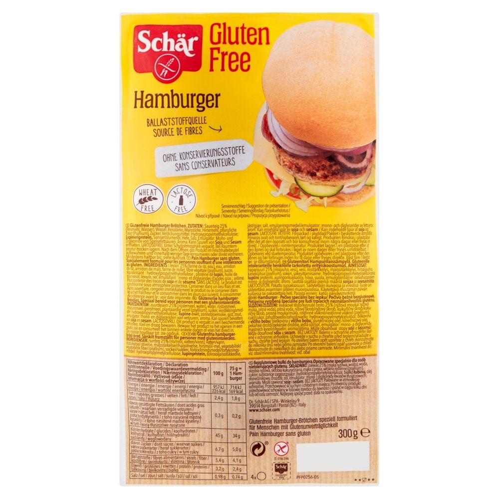 Schar Bułki do Hamburgera bezglutenowe (4x75g) 300g - Schär