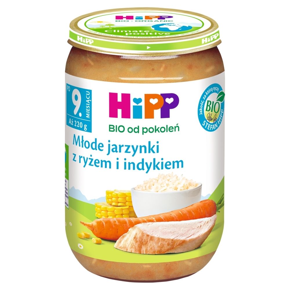 HiPP BIO Młode jarzynki z ryżem i indykiem po 9. miesiącu 220 g