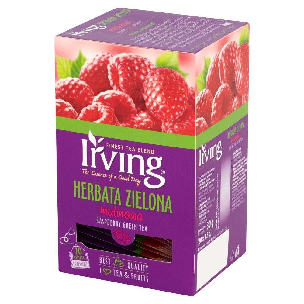 Irving HERBATA ZIELONA MALINOWA 20 KOP IRVING(1,5 G X 20 KOPERTEK) zakupy dla domu i biura 15083702