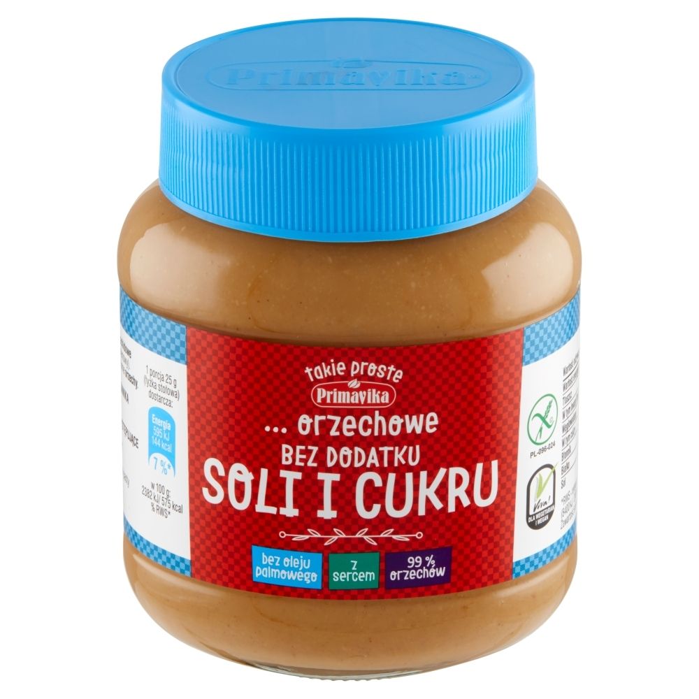 Primavika Masło orzechowe bez dodatku soli i cukru 350 g