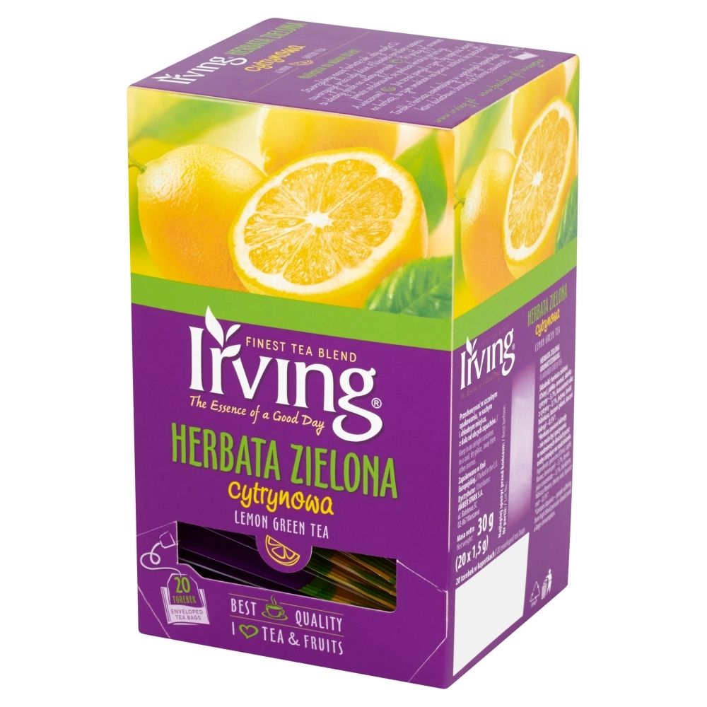 Irving Herbata zielona cytrynowa 20 szt.