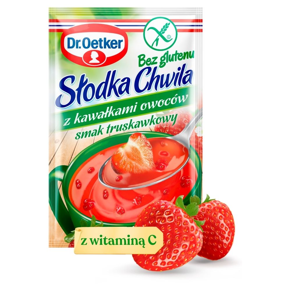 Dr Oetker Kisiel z kawałkami owoców smak truskawkowy bez glutenu Słodka Chwila 31,5 g