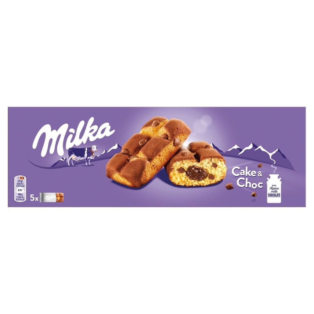 Kraft Ciastka biszkoptowe Milka Cake & Choc biszkoptowe z kawałkami czekolady mlecznej 175 g