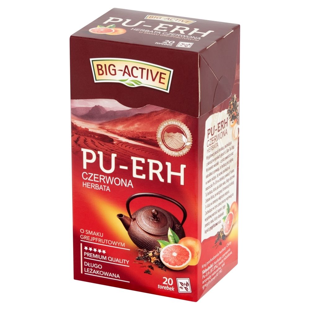 Big-Active Big-Active Pu-Erh Herbata czerwona o smaku grejpfrutowym 36 g (20 x 1,8 g)