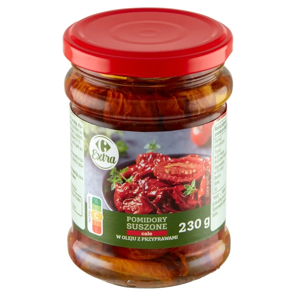 Carrefour Extra Pomidory suszone całe w oleju z przyprawami 230 g