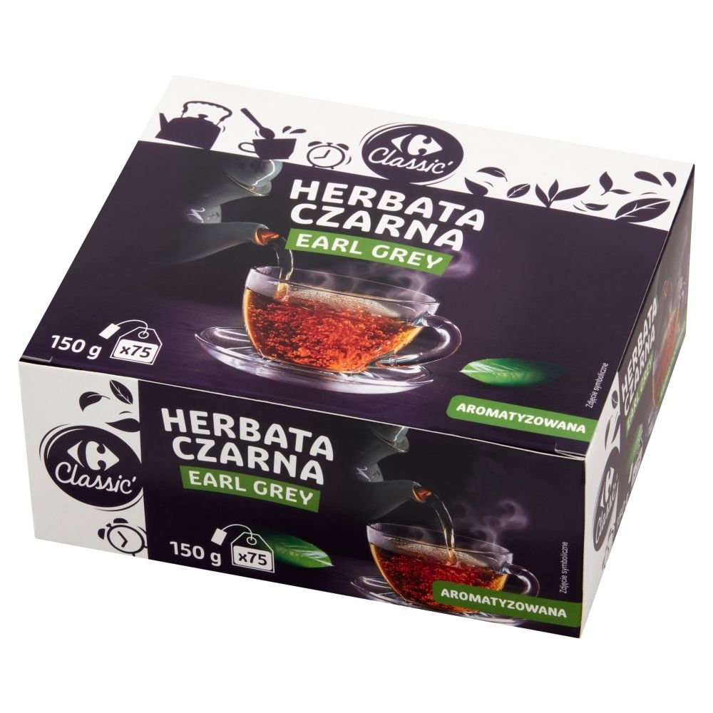 Carrefour Classic Earl Grey Herbata czarna 150 g (75 x 2 g)