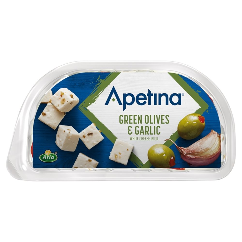 Arla Apetina - Ser biały w kostkach z zielonymi oliwkami w oleju