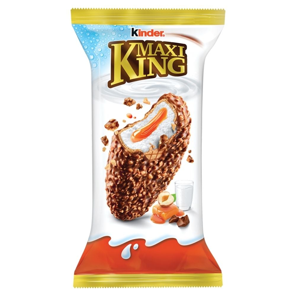 Wafel Z Mlecznym I Karmelowym Nadzieniem (56%), Pokryty Mleczną Czekoladą I Pokruszonymi Orzechami Laskowymi Kinder Maxi King 3