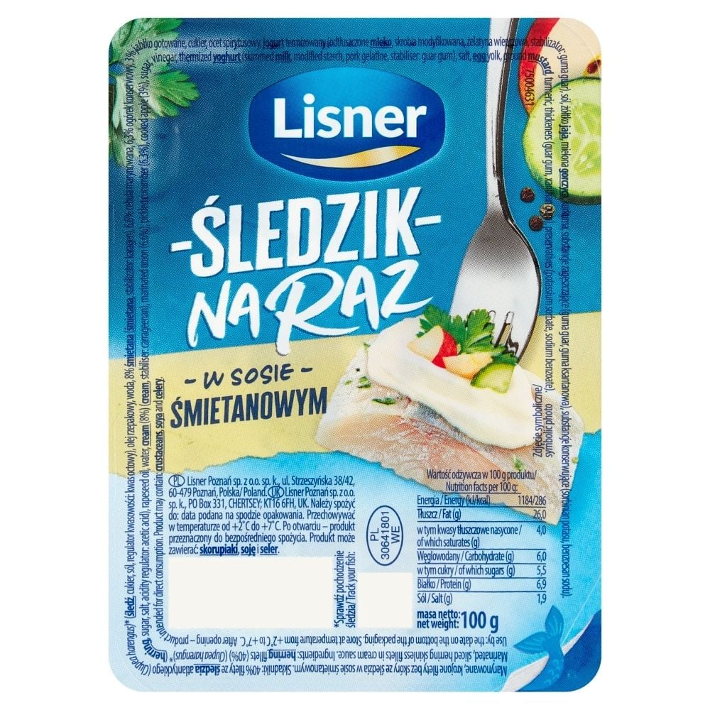 Lisner Śledzik na raz w sosie śmietanowym 100 g